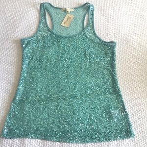 Mint color racerback sequins tank top. NWT and perfect condition.